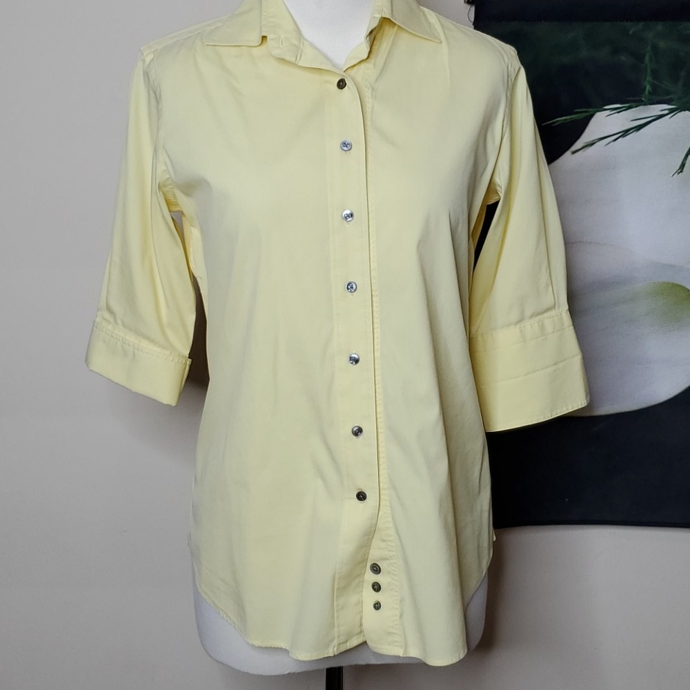 Faconnable Button Up Roll Sleeve Top